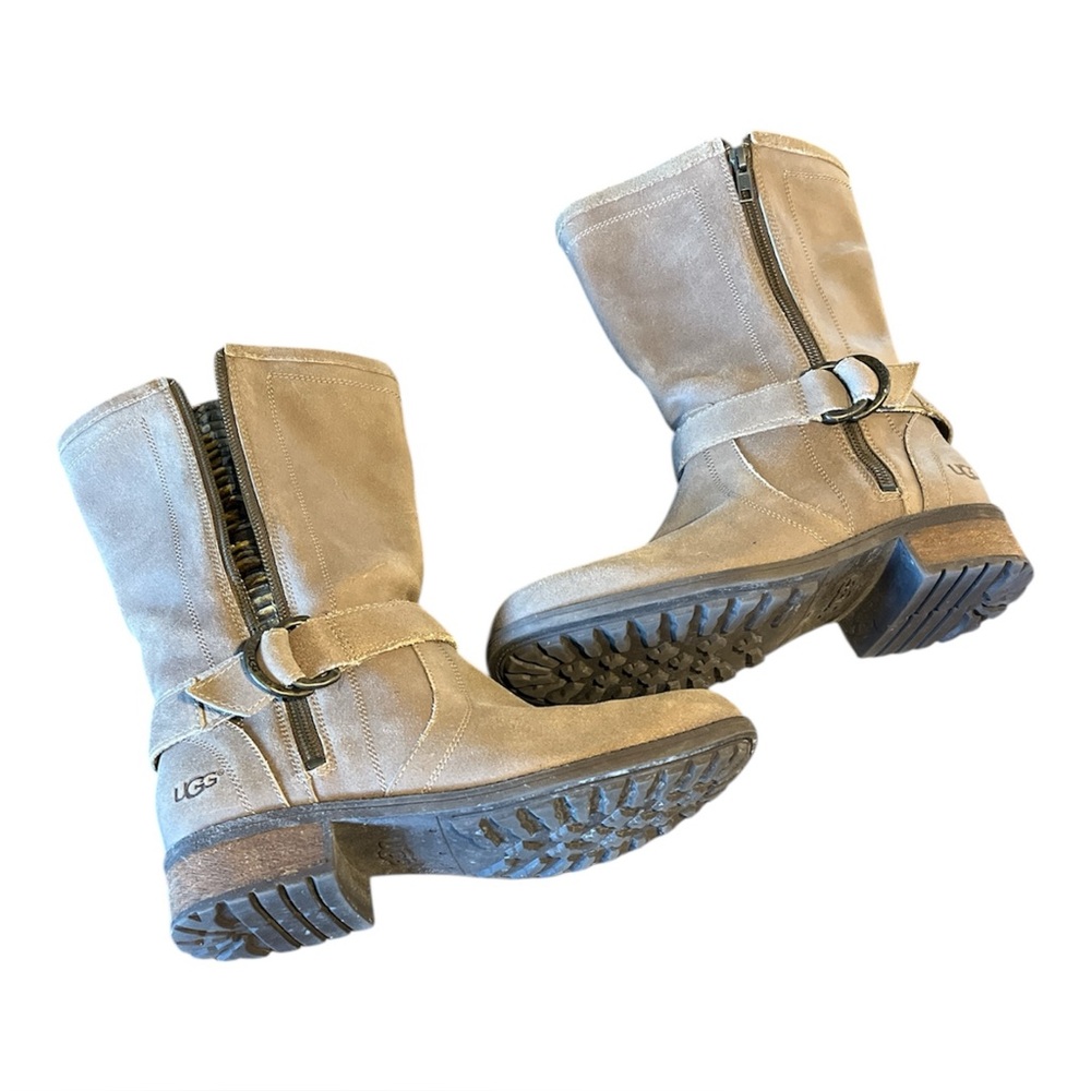 UGG Australia Silva Boots Womens 9 Brown Suede Leather Western Harness